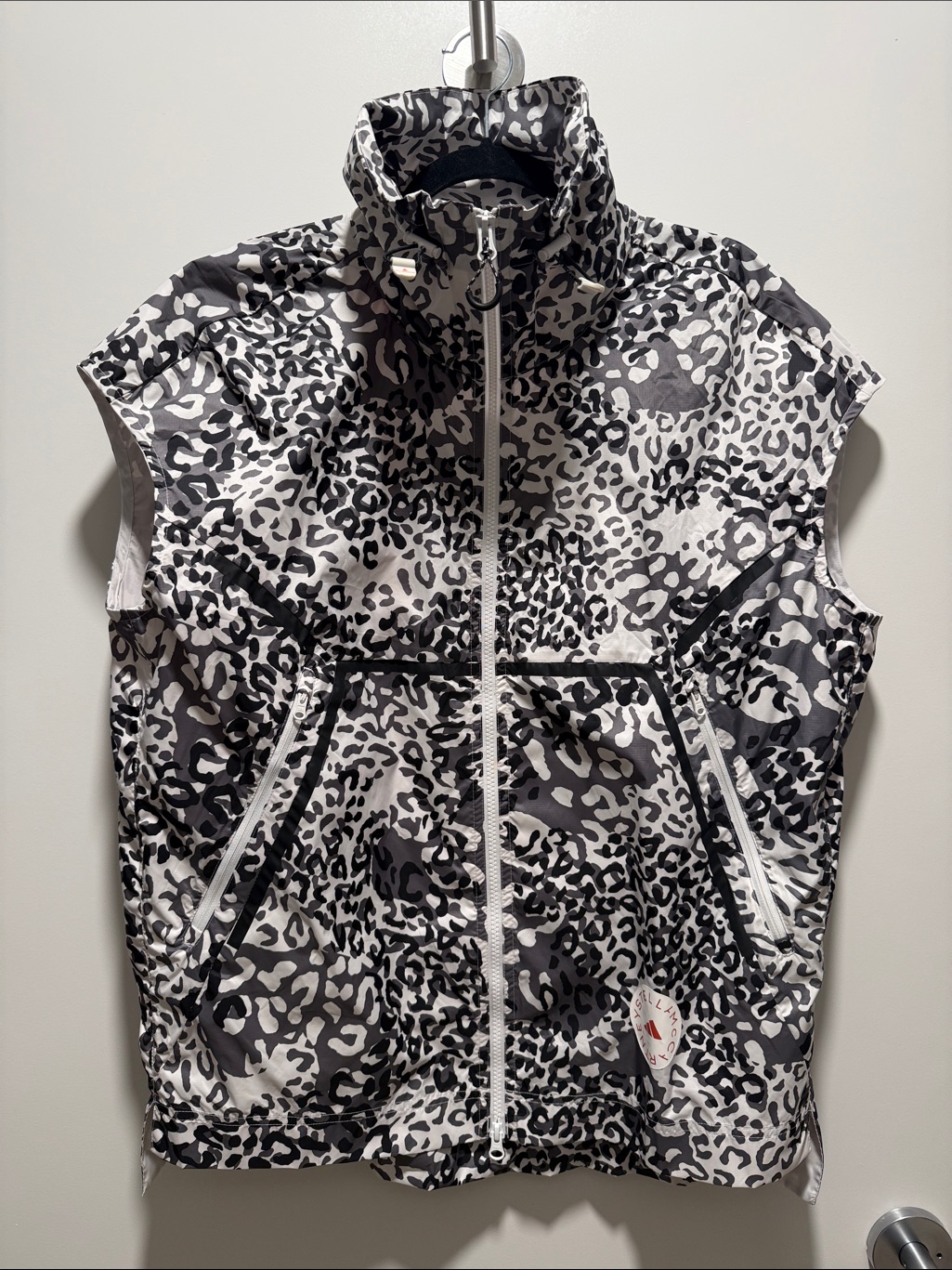 Adidas By Stella Mccartney Black & White Leopard Print Sleeveless Vest